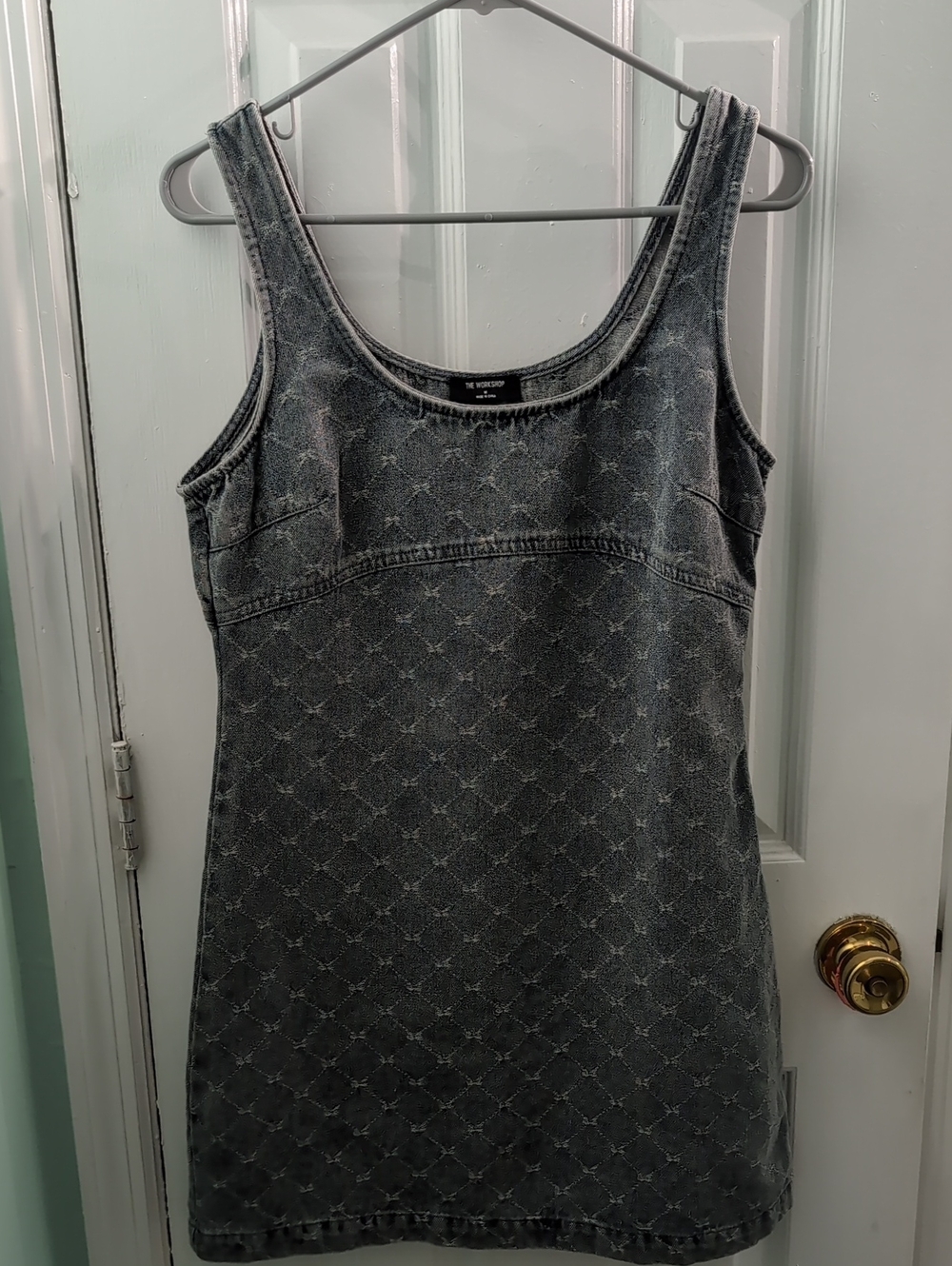 Sleeveless Washed Denim Mini Dress - Grey